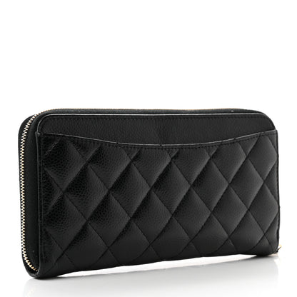 Chanel Caviar Quilted Large Gusset Zip Around Wallet Black 3 of 9