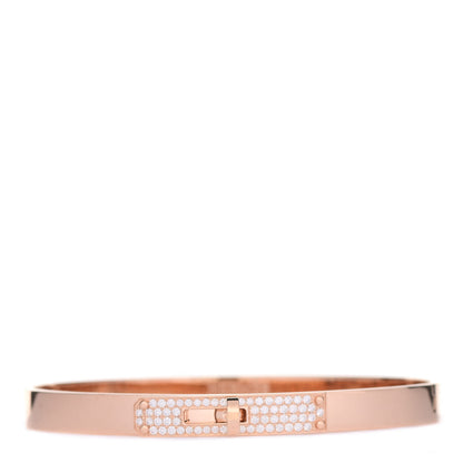 Hermes 18K Rose Gold Diamond PM Kelly Pave Bracelet SH 1 of 5