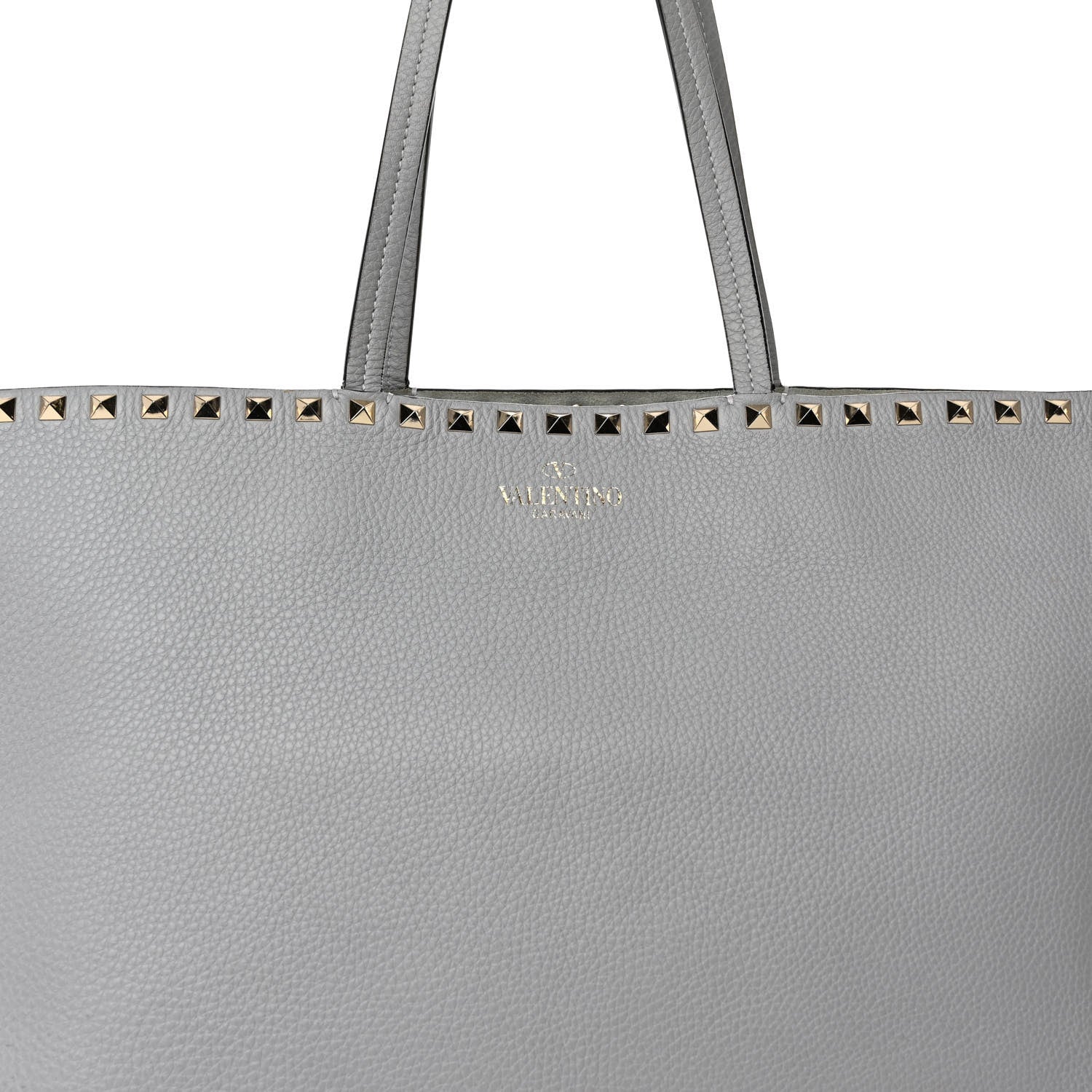 Valentino Garavani Grained Calfskin Rockstud Shoulder Tote Perla 7 of 11