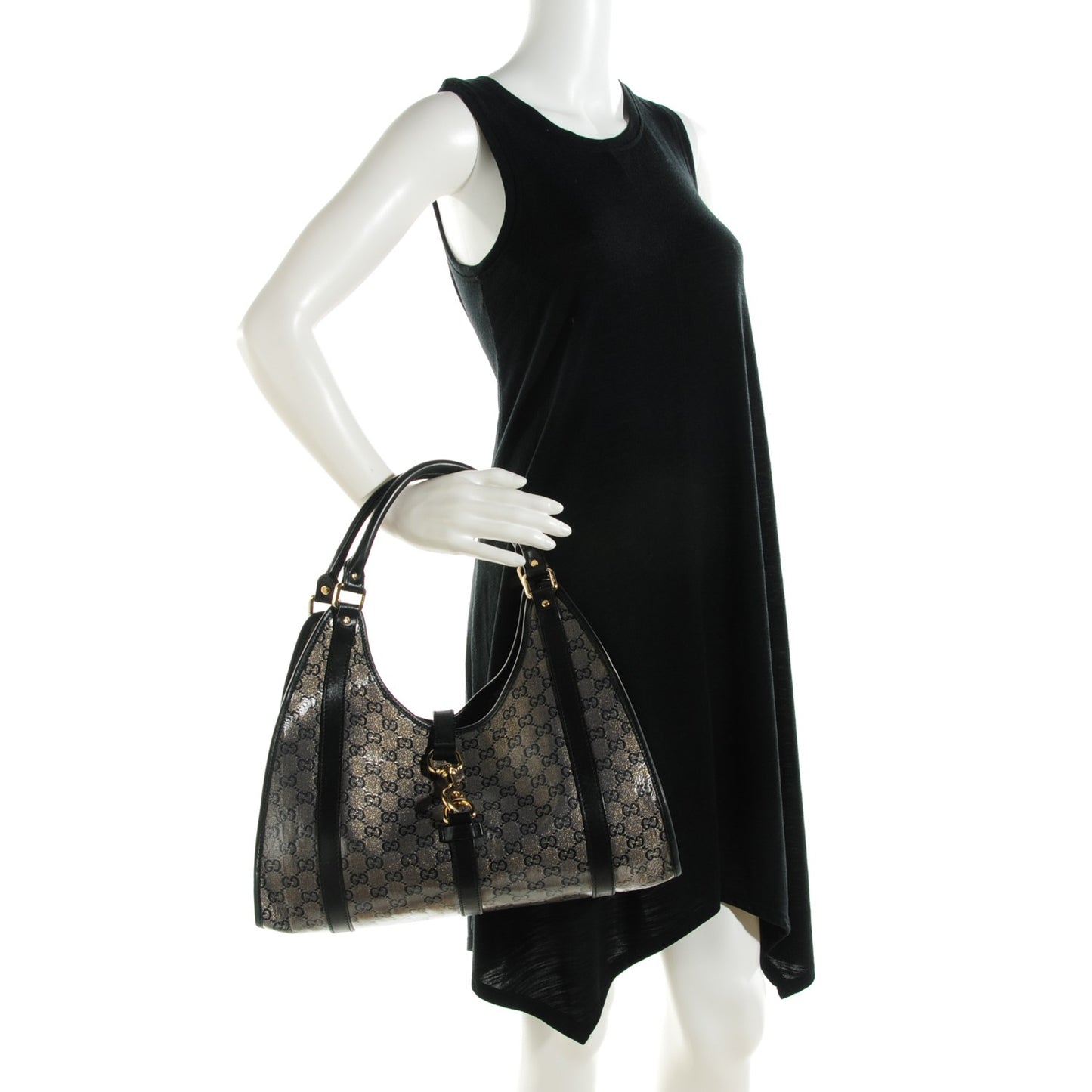 Crystal Monogram Medium Joy Shoulder Bag Black