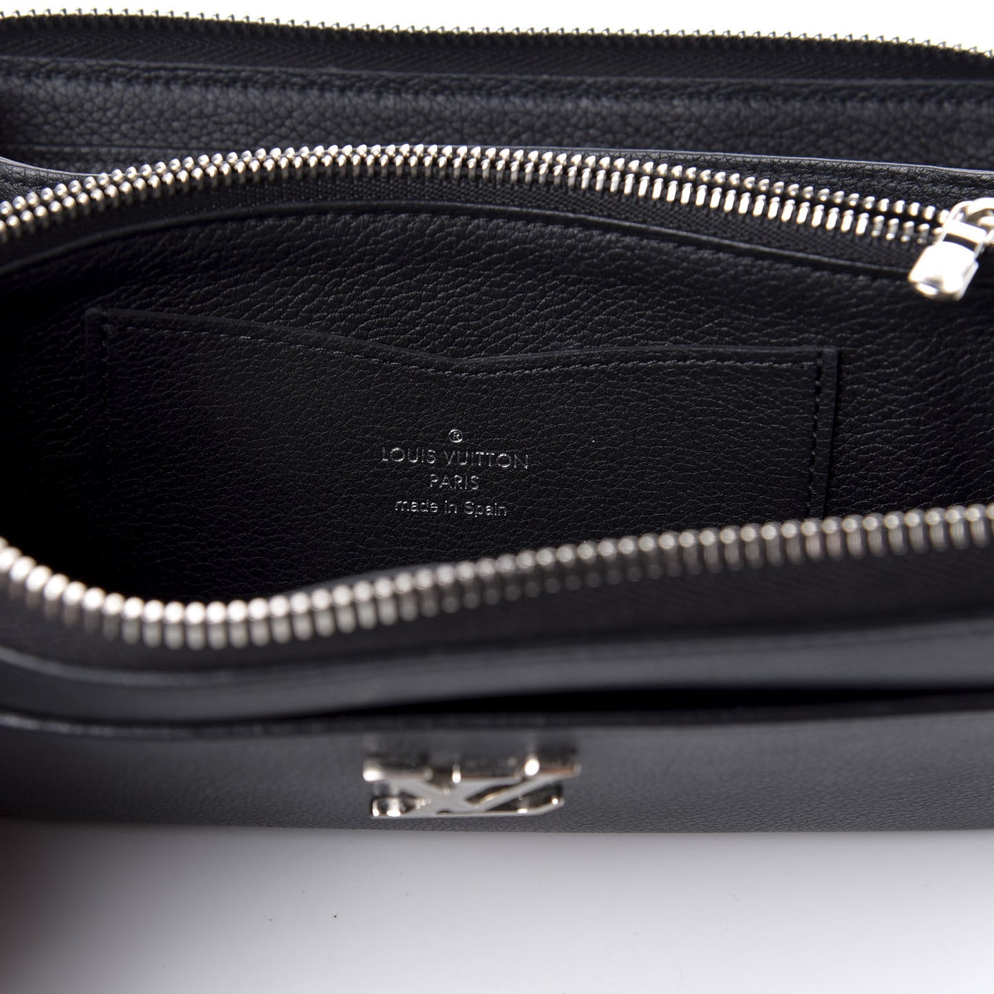 Calfskin Zippy Lockme Wallet Black
