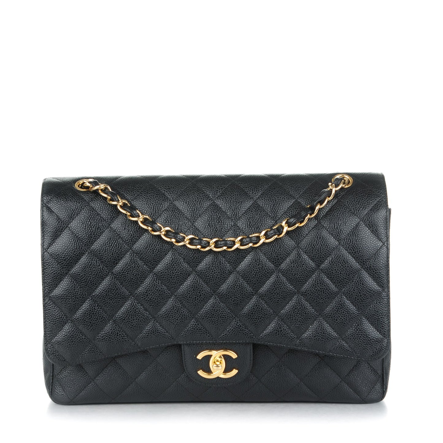 Caviar Quilted Maxi Double Flap Black