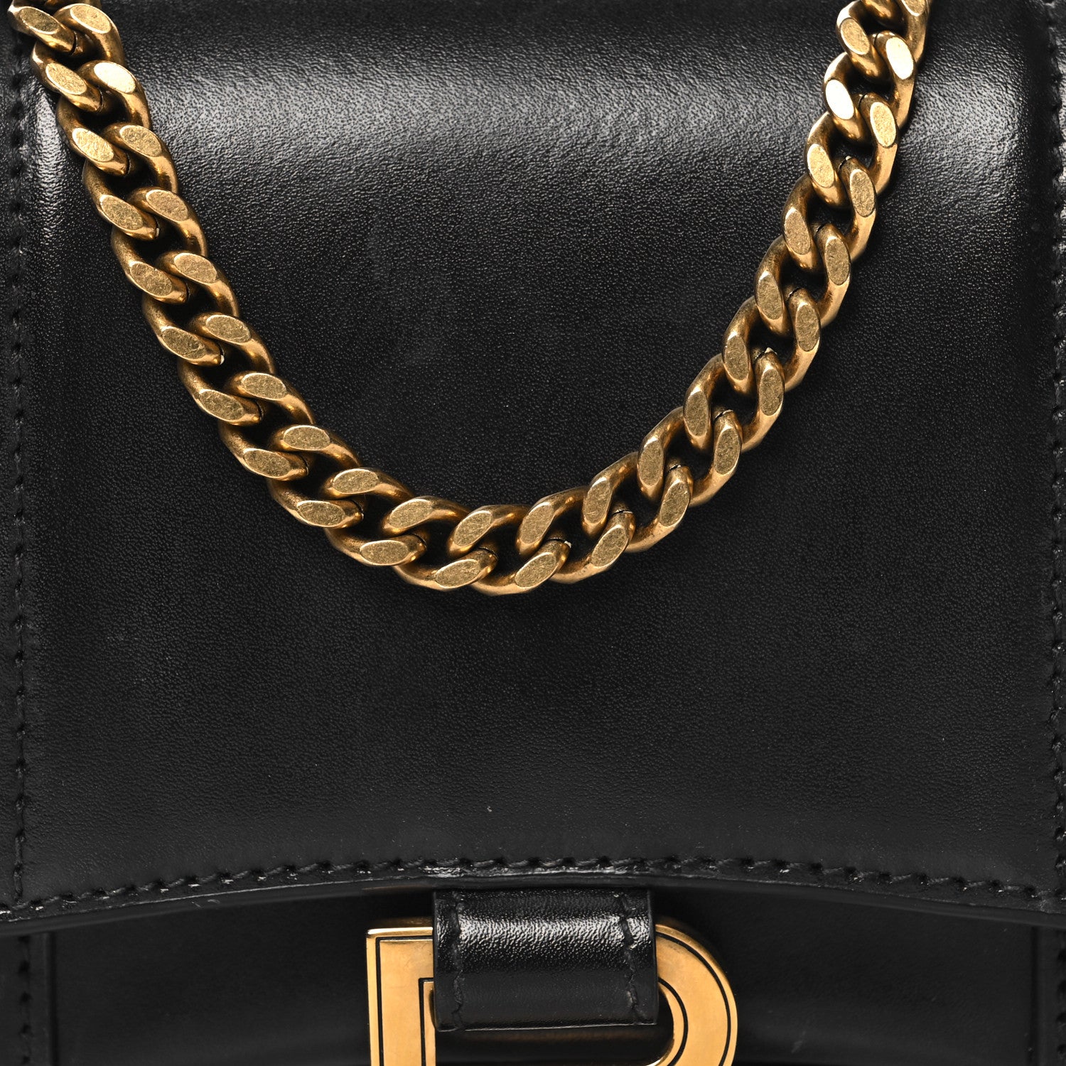 Balenciaga Shiny Box Calfskin Hourglass Chain Bag Black 7 of 12