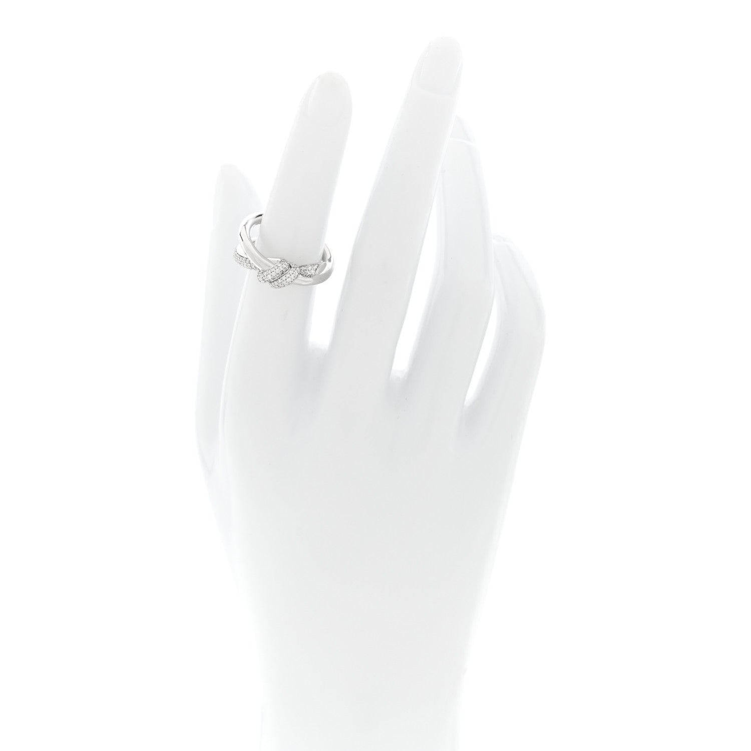 Tiffany 18K White Gold Diamond Double Row Knot Ring 50 5.25 2 of 4