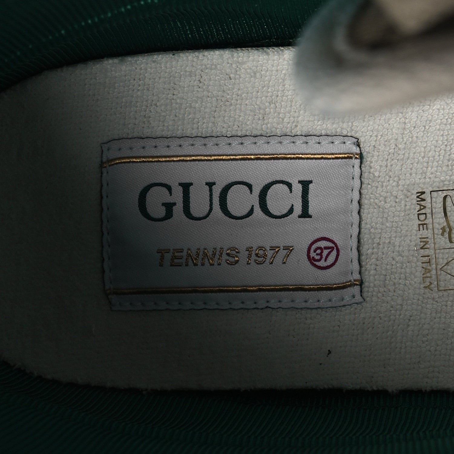 Gucci GG Monogram Web Womens 1977 Tennis High Top Sneakers 37 Beige Ebony Mystic White 7 of 8