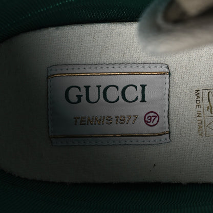 Gucci GG Monogram Web Womens 1977 Tennis High Top Sneakers 37 Beige Ebony Mystic White 7 of 8