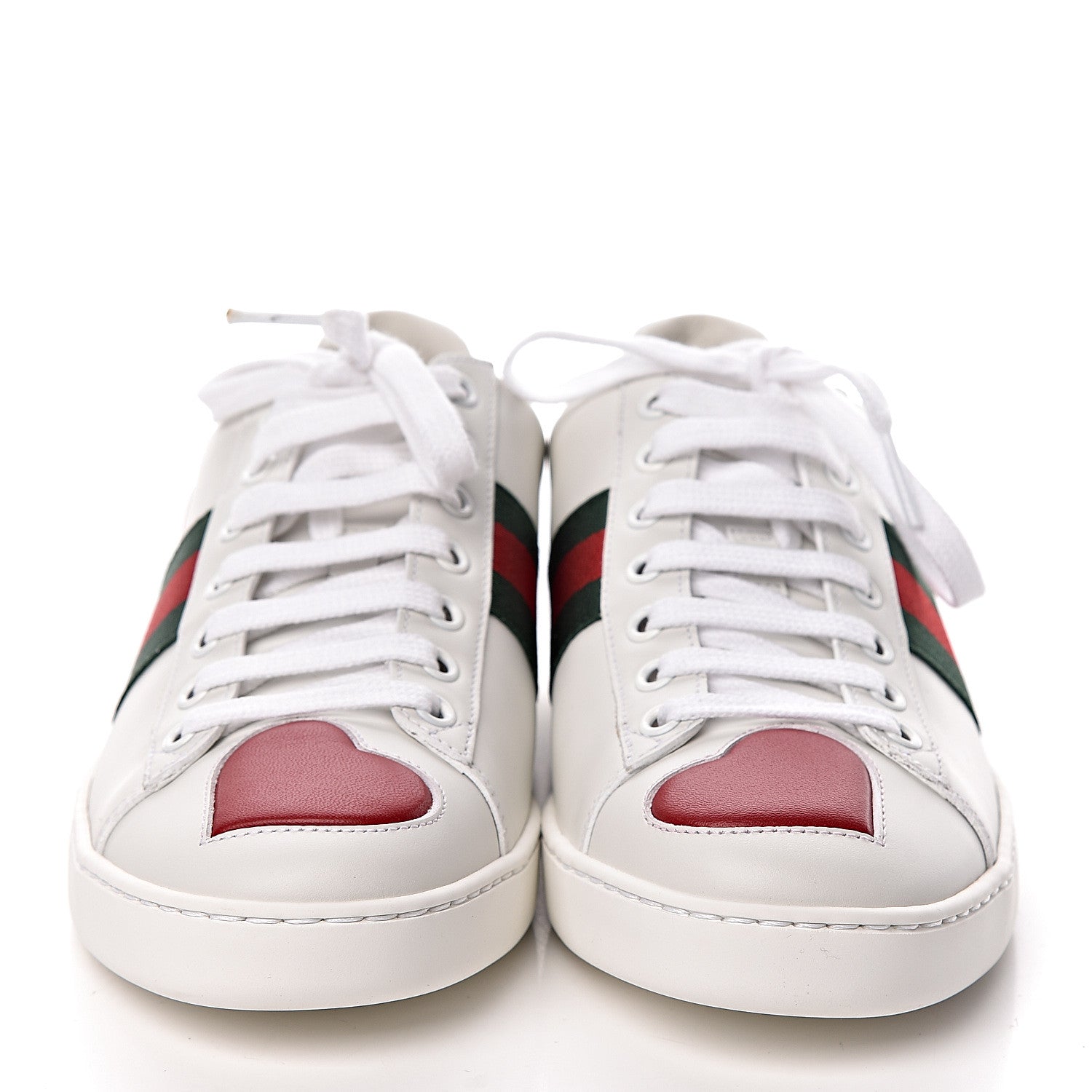 Gucci Calfskin Web Heart Embroidered Womens Ace Sneakers 38 White 2 of 12