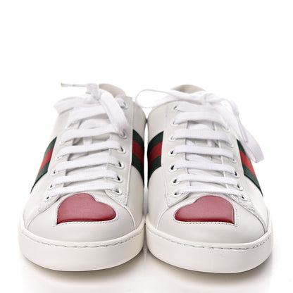 Gucci Calfskin Web Heart Embroidered Womens Ace Sneakers 38 White 2 of 12