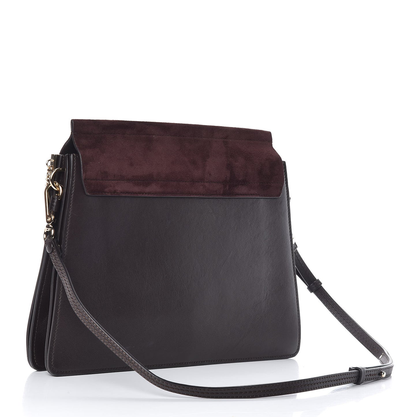 Calfskin Suede Medium Faye Shoulder Bag Carbon Brown