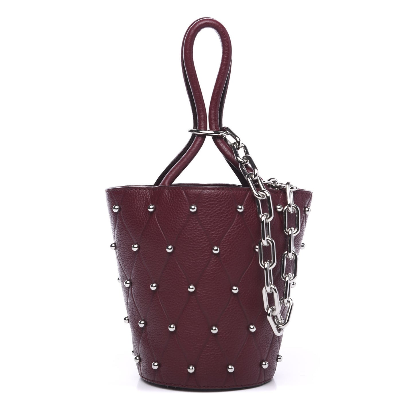 Pebbled Calfskin Mini Roxy Bucket Bag Burgundy