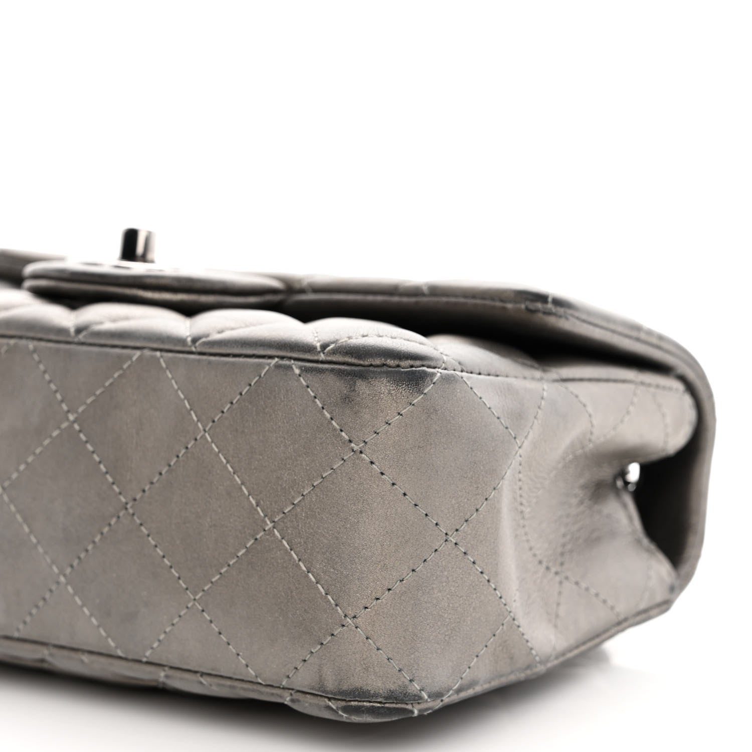 Chanel Metallic Calfskin Quilted Mini Rectangular Flap Ruthenium 10 of 14