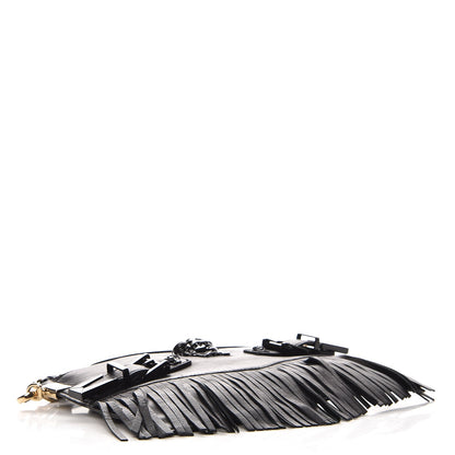 Versace Calfskin Palazzo Fringe Crossbody Bag Black 3 of 8