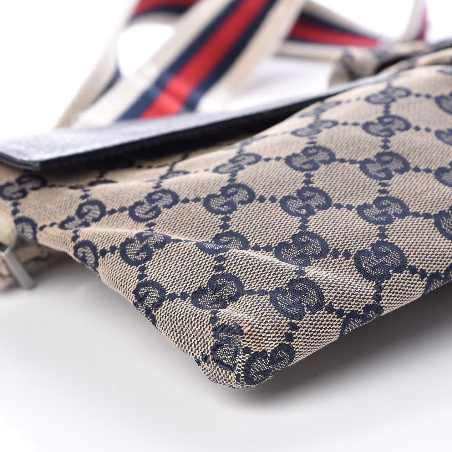 GG Monogram Web Double Pocket Belt Bag Navy
