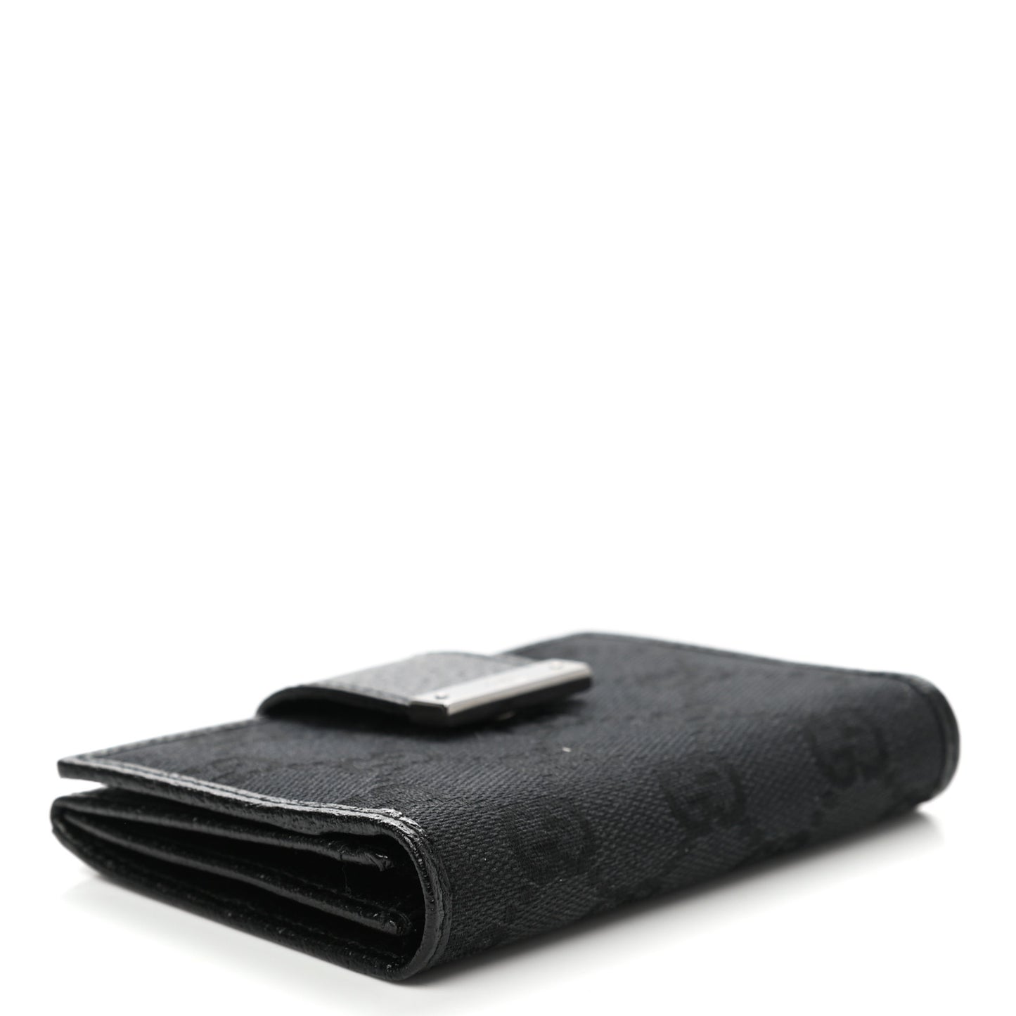 Monogram Metal Bar Compact Flap Wallet Black
