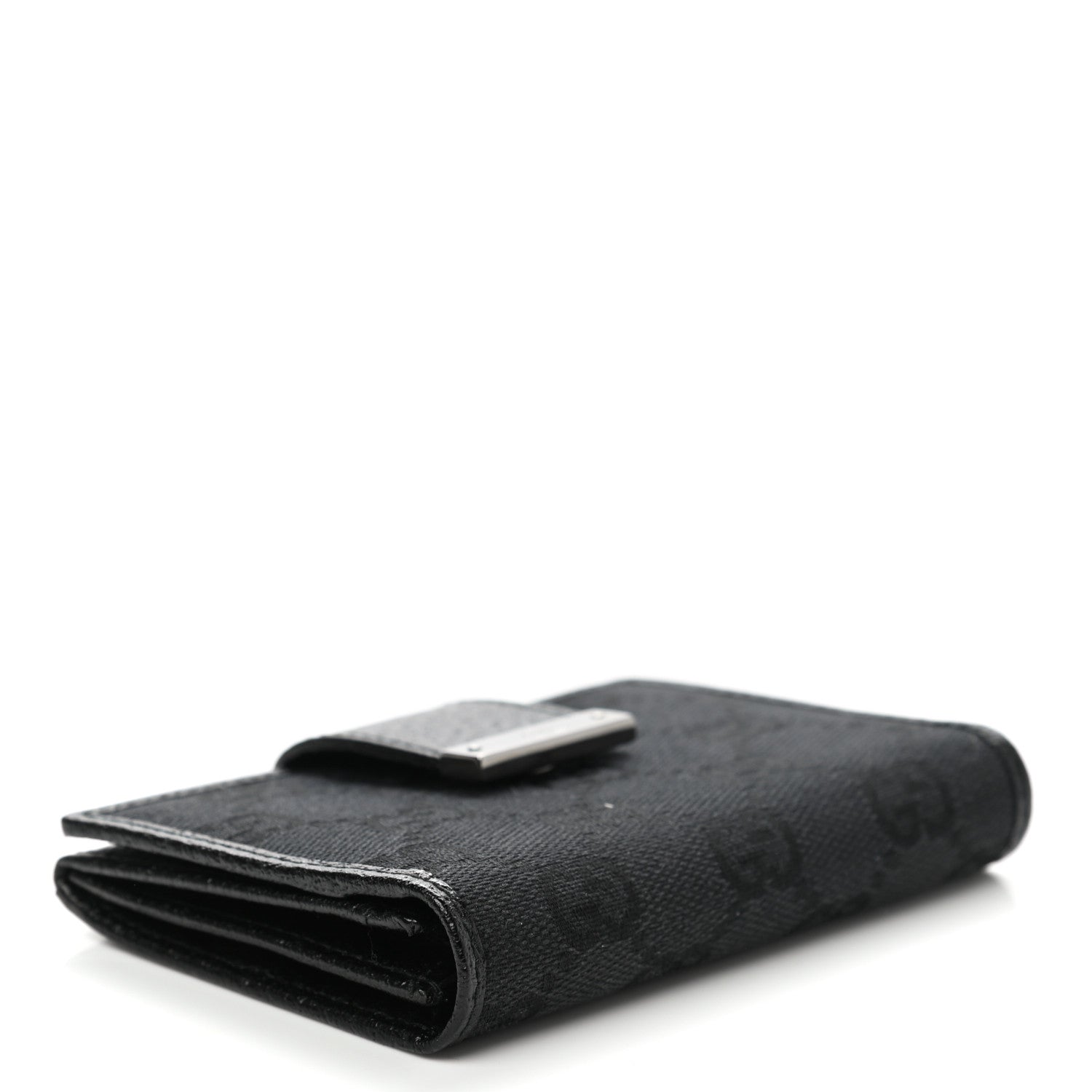 Gucci Monogram Metal Bar Compact Flap Wallet Black 4 of 8