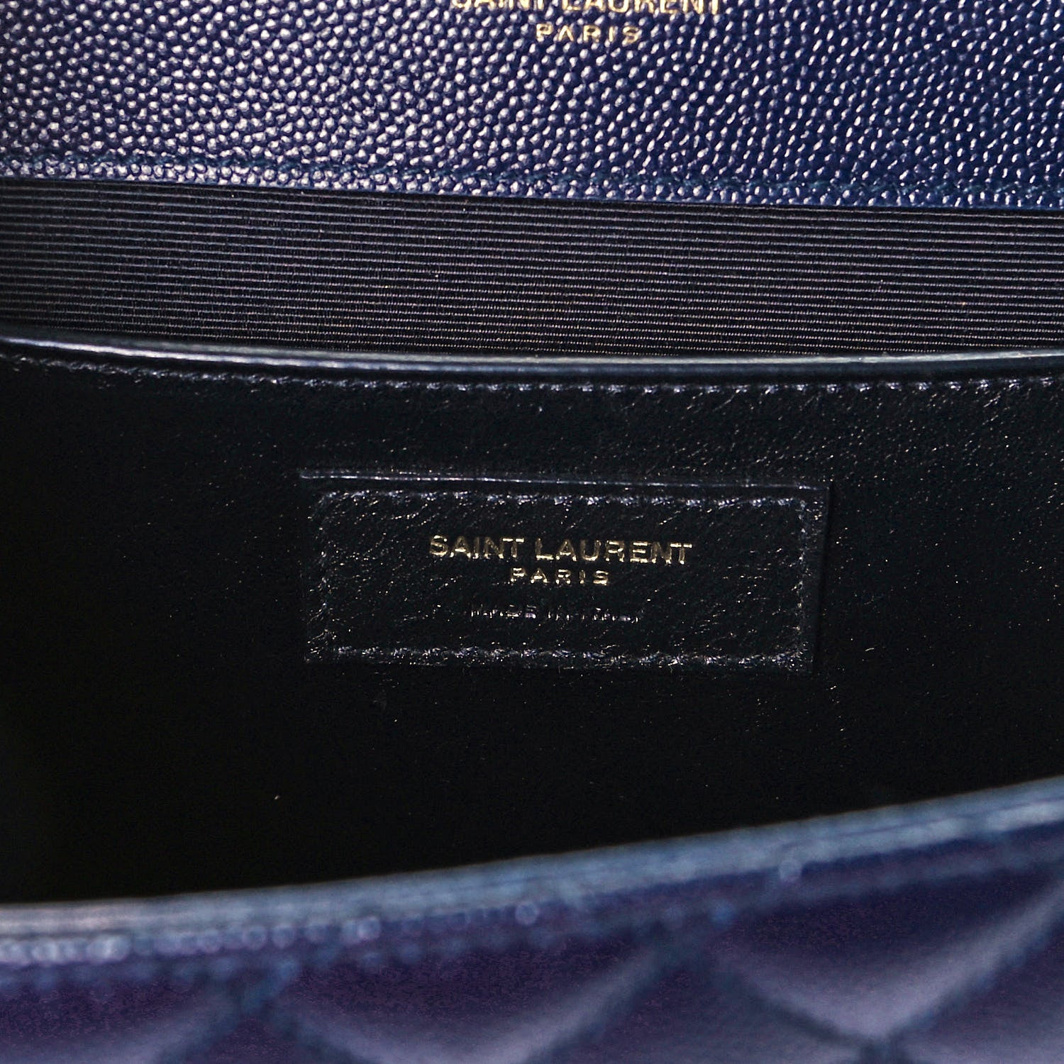 Saint Laurent Grain De Poudre Textured Mixed Matelasse Triquilt Medium Monogram Satchel Deep Marine 5 of 7
