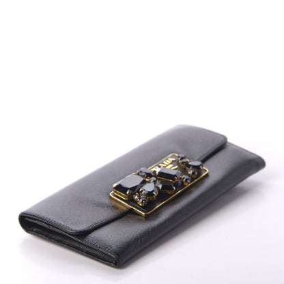 Prada Saffiano Stones Continental Wallet Black 4 of 7