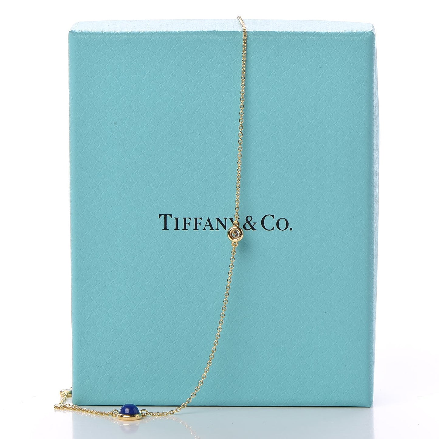 18K Yellow Gold Diamond Lapis Lazuli Elsa Peretti Color By The Yard Station Necklace