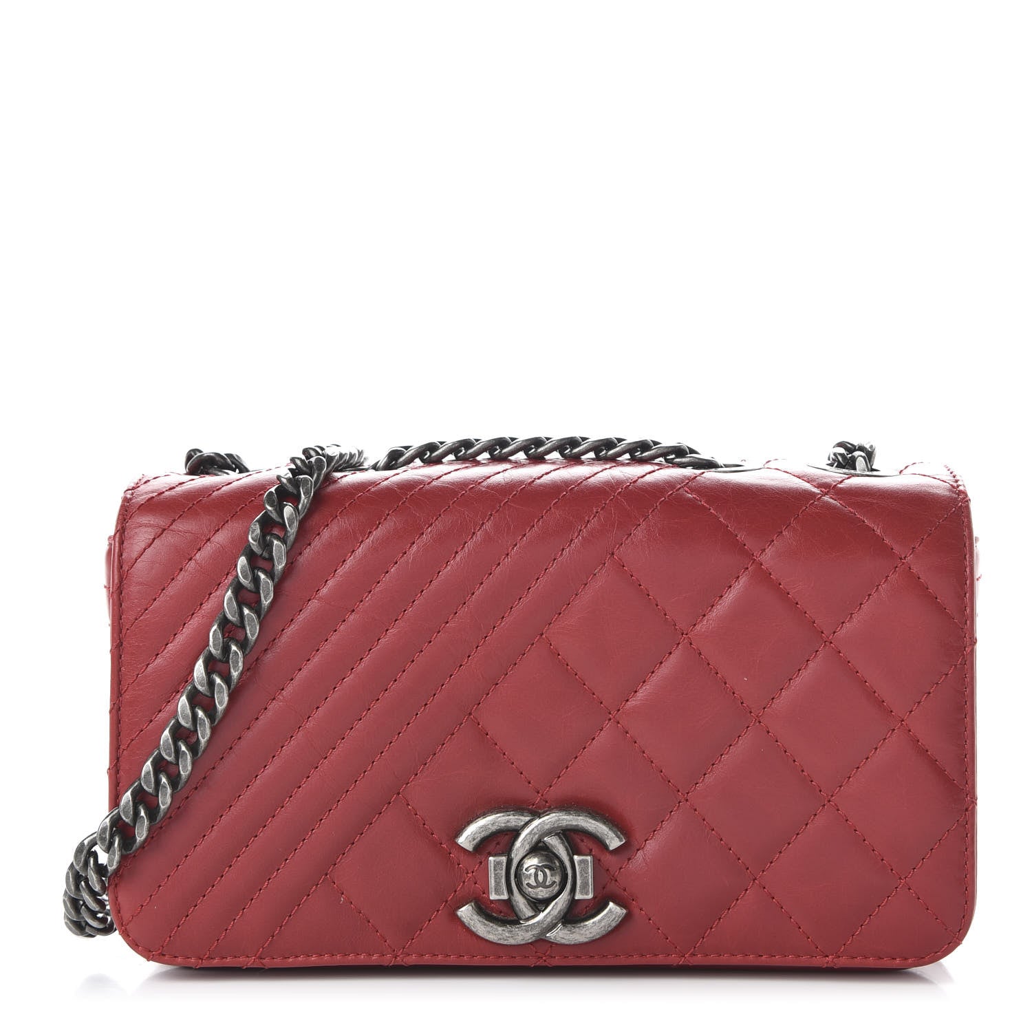 Chanel Glazed Calfskin Quilted Small Coco Boy Flap Red 1 of 11