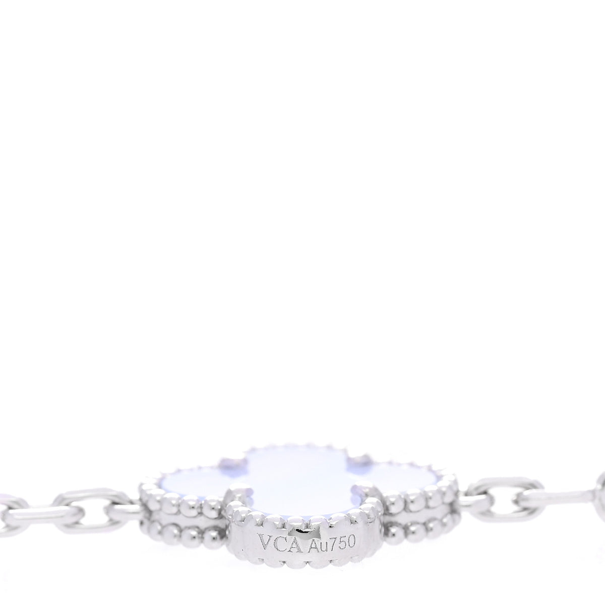18K White Gold Chalcedony 10 Motifs Vintage Alhambra Necklace