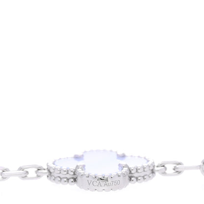 Van Cleef & Arpels 18K White Gold Chalcedony 10 Motifs Vintage Alhambra Necklace 6 of 6