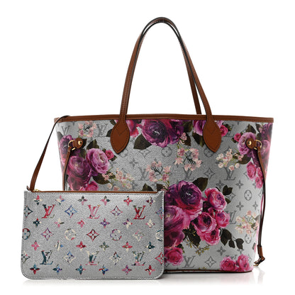 Louis Vuitton Metallic Monogram LV Garden Neverfull MM Silver 1 of 9