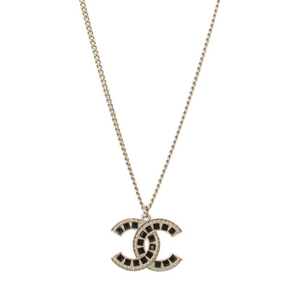 Chanel Baguette Crystal CC Necklace Silver Black 1 of 12