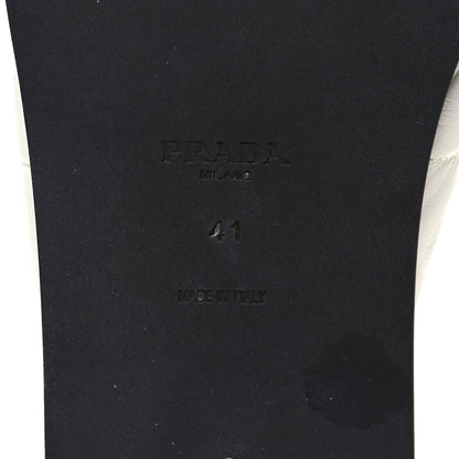 Prada Nappa Logo Quilted Criss Cross Slide Sandals 41 White 6 of 8