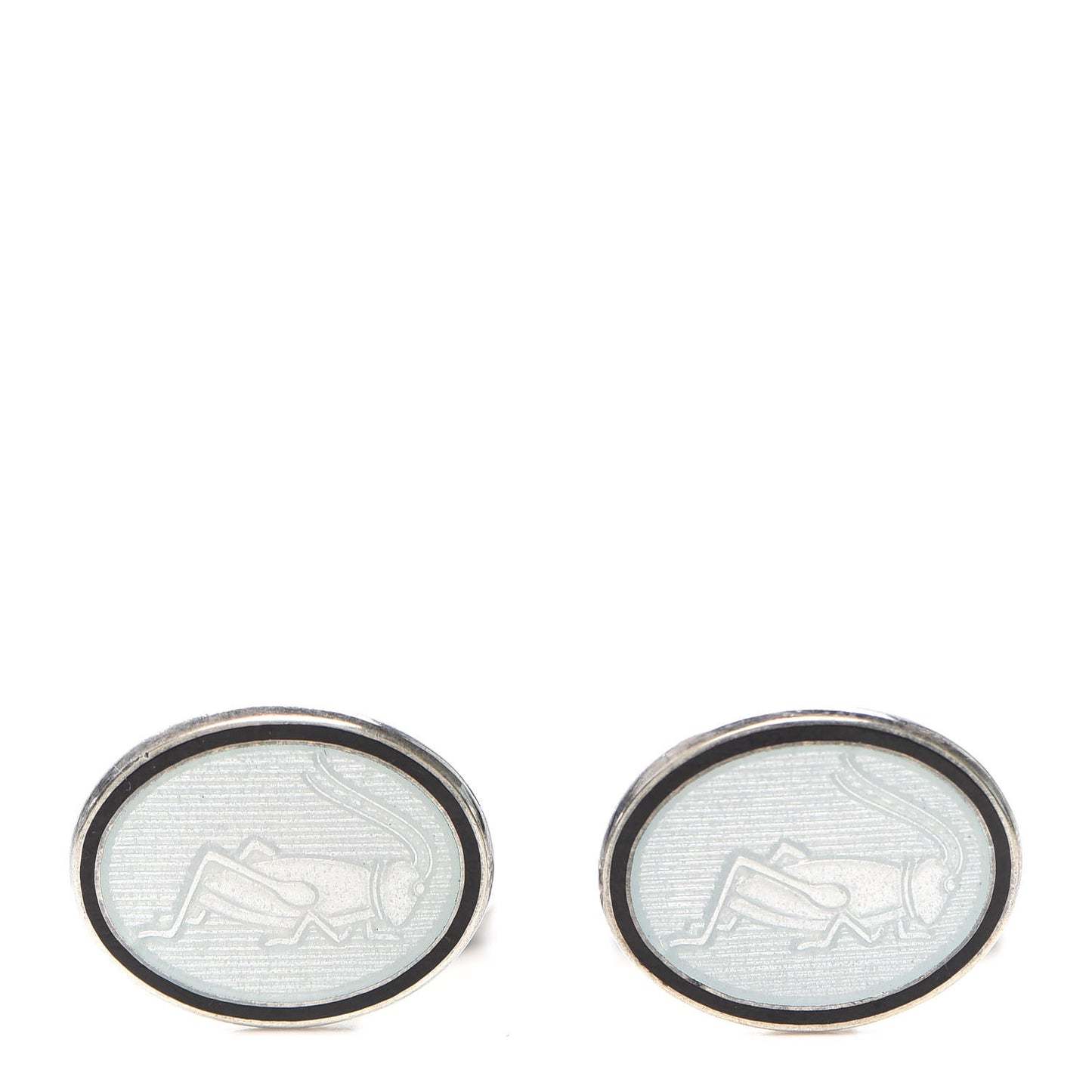 Sterling Silver Enamel Grasshopper Cufflinks