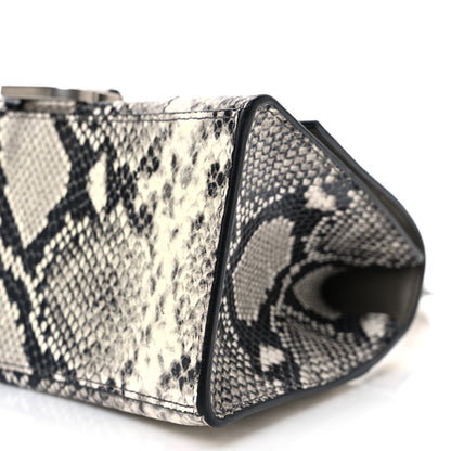 Balenciaga Calfskin Snake Effect Small Hourglass Top Handle Bag Black White 10 of 11
