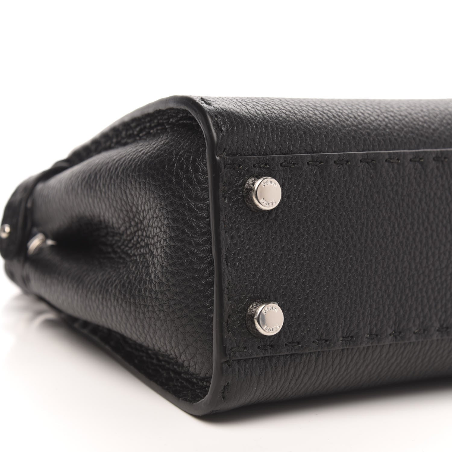 Fendi Cuoio Romano Selleria Bi-Color Mini Peekaboo Iconic Satchel Black Mou 9 of 11