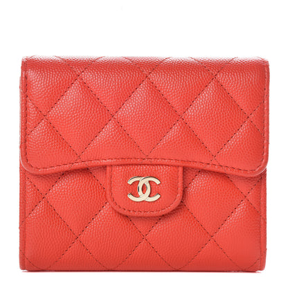 Chanel Caviar Quilted Compact Flap Wallet Red 1 of 11