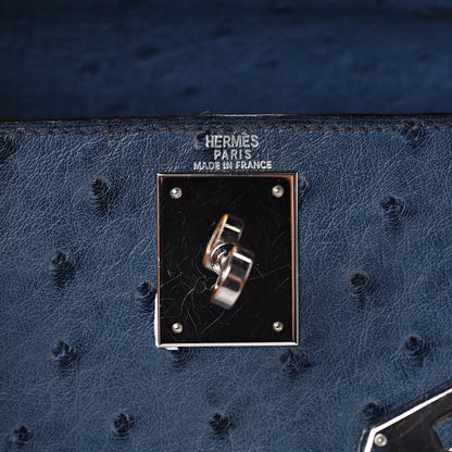 Hermes Ostrich Kelly Sellier 28 Bleu Roi 24 of 49