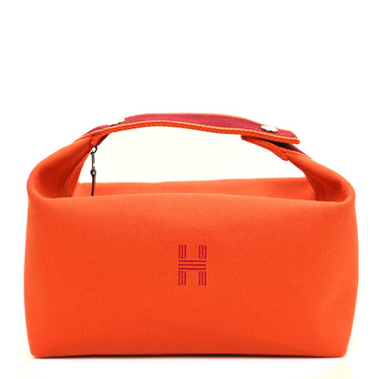 Hermes Canvas Large Bride-A-Brac Pouch Orange Feu Burgundy 1 of 10