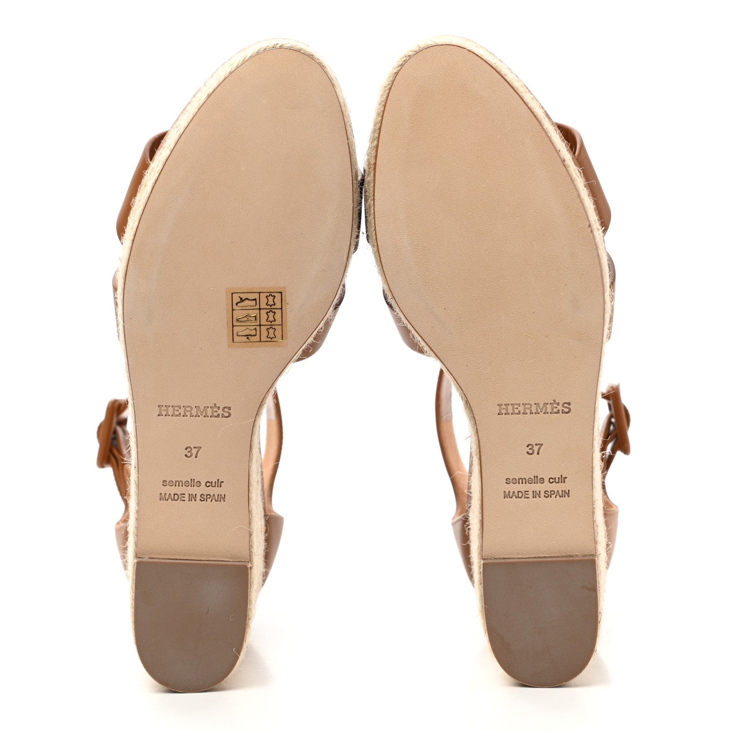 Hermes Goatskin Doll 60 Espadrille Wedge Sandals 37 Gold 5 of 13