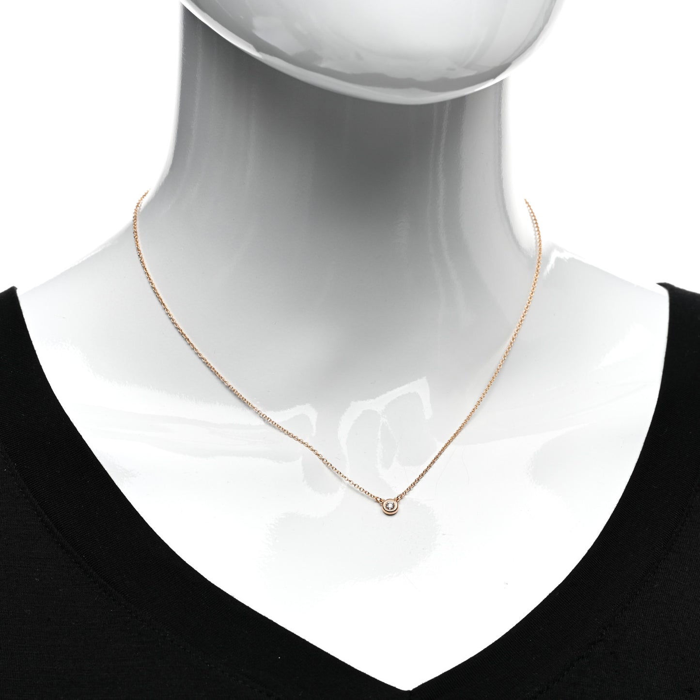18K Rose Gold Diamond .08ct Elsa Peretti Diamonds by the Yard Pendant Necklace
