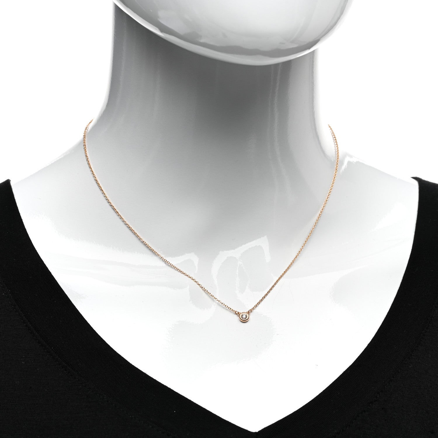 Tiffany 18K Rose Gold Diamond .08ct Elsa Peretti Diamonds by the Yard Pendant Necklace 2 of 4