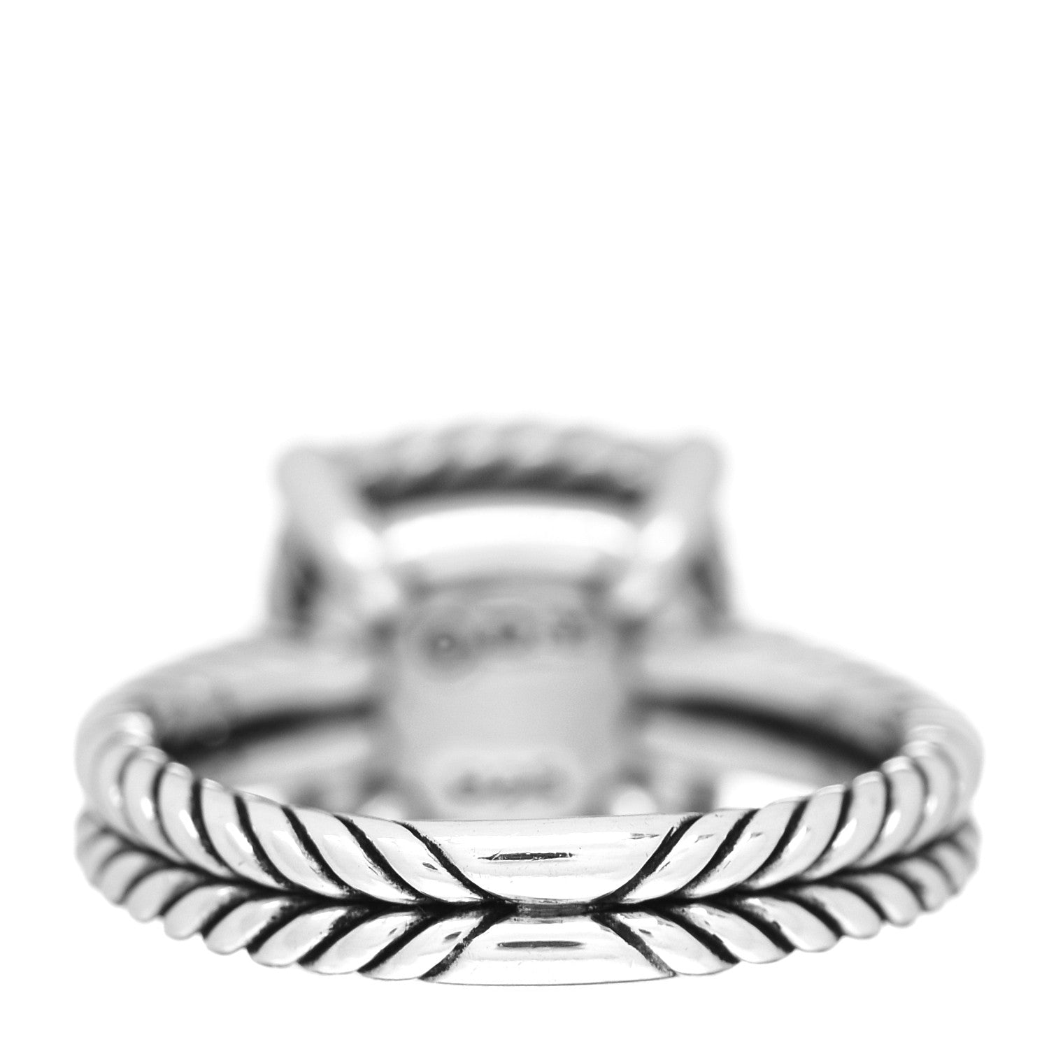 David Yurman Sterling Silver Diamond Hampton Blue Topaz 9mm Chatelaine Pave Bezel Ring 52 6 4 of 6