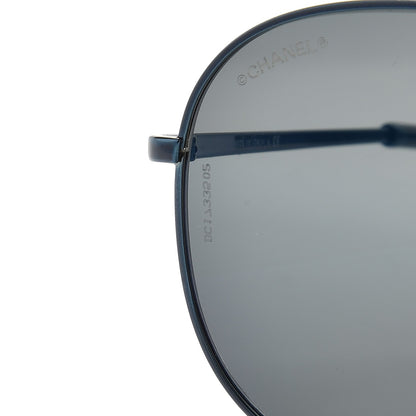 Chanel Aviator Metallic Pilot Sunglasses 4231 Dark Blue 9 of 13