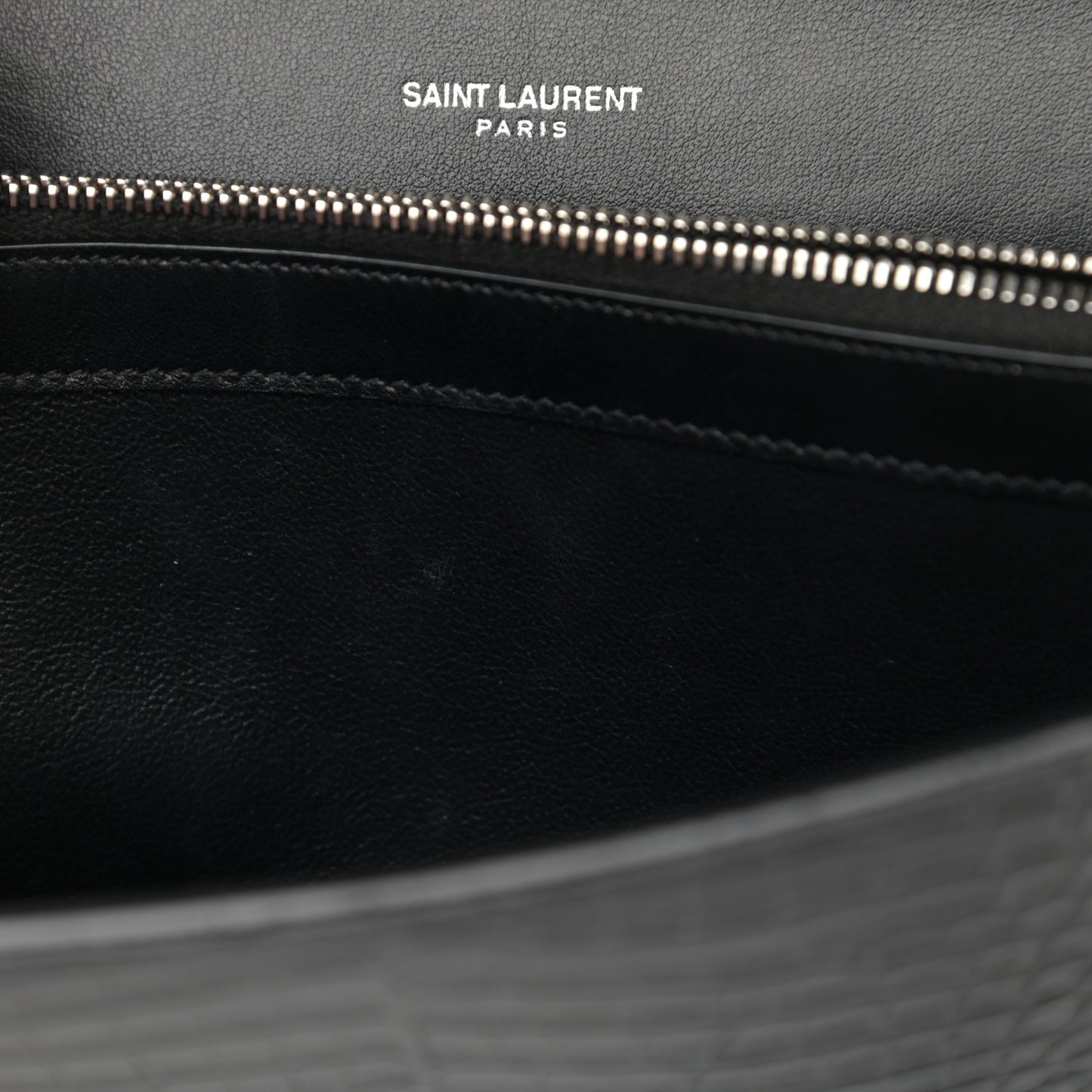 Calfskin Crocodile Embossed Monogram Mini Uptown Crossbody Black
