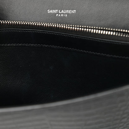 Saint Laurent Calfskin Crocodile Embossed Monogram Mini Uptown Crossbody Black 11 of 14