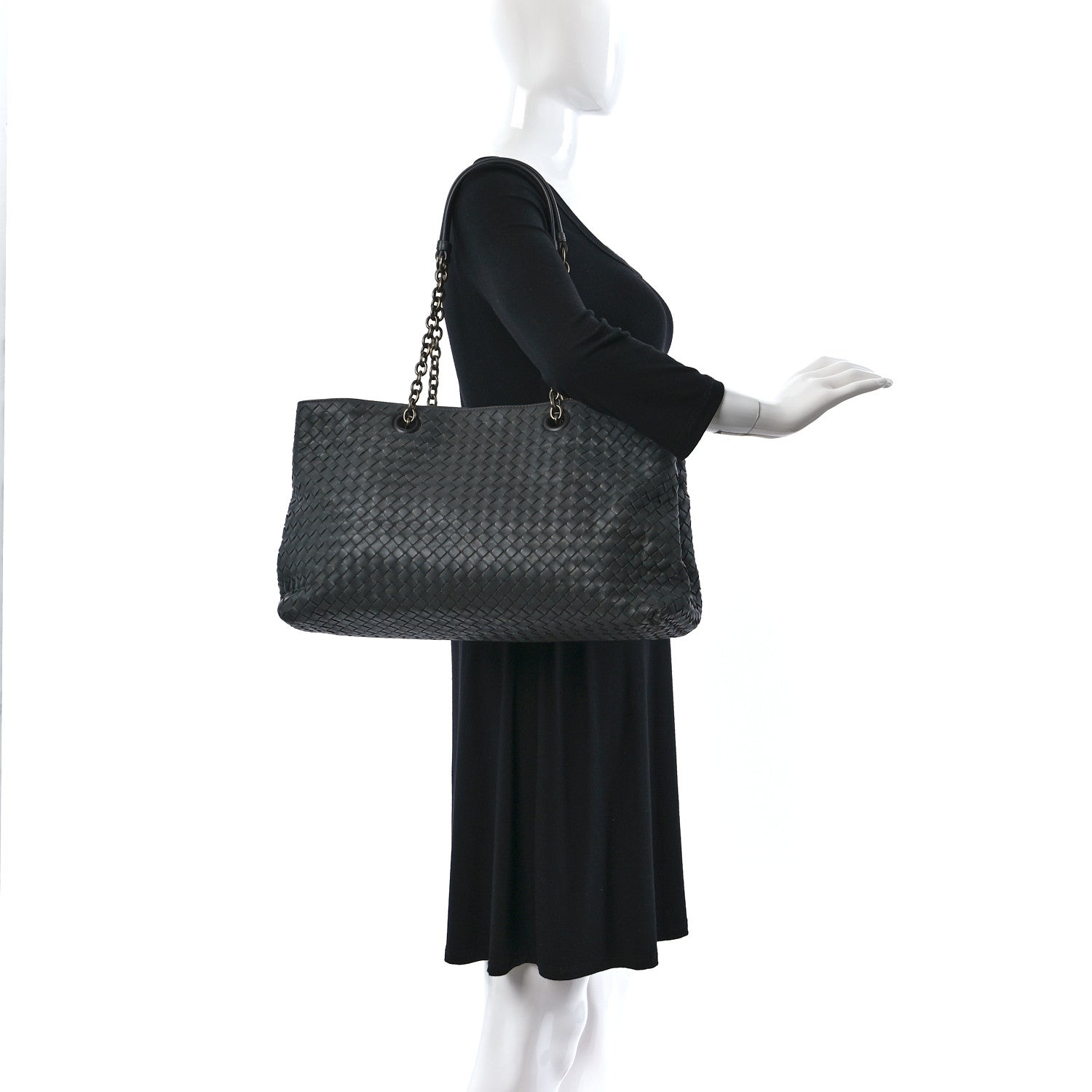Bottega Veneta Nappa Intrecciato Large Classic Chain Strap Tote Grey 2 of 12
