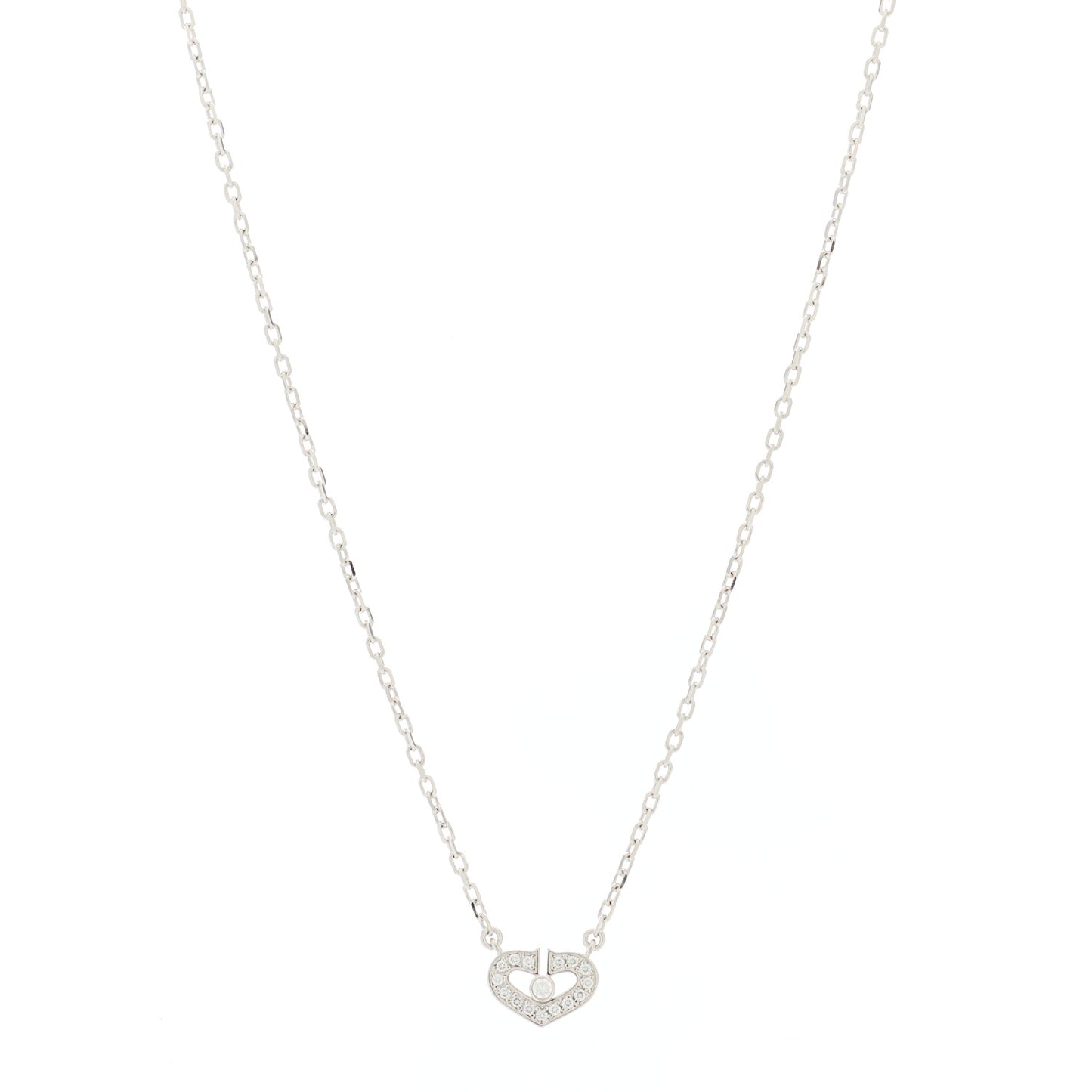 18K White Gold Diamond Hearts and Symbols Necklace