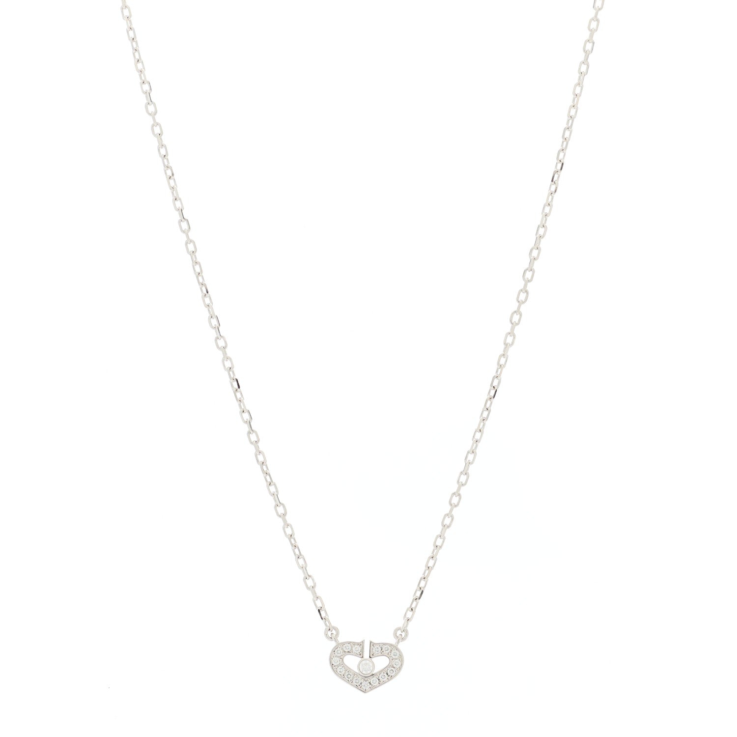 Cartier 18K White Gold Diamond Hearts and Symbols Necklace 1 of 6