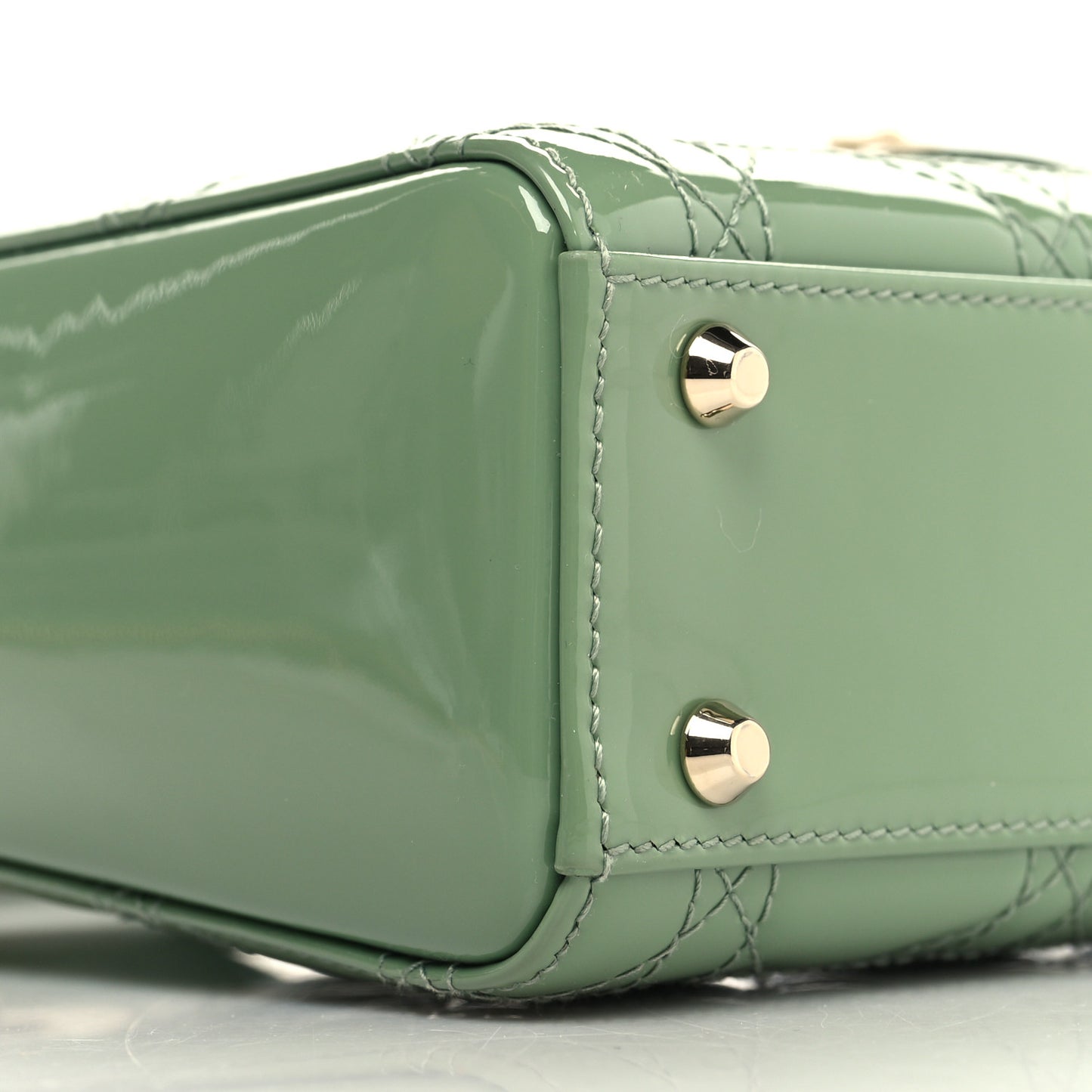 Patent Cannage Mini Lady Dior Mint Green