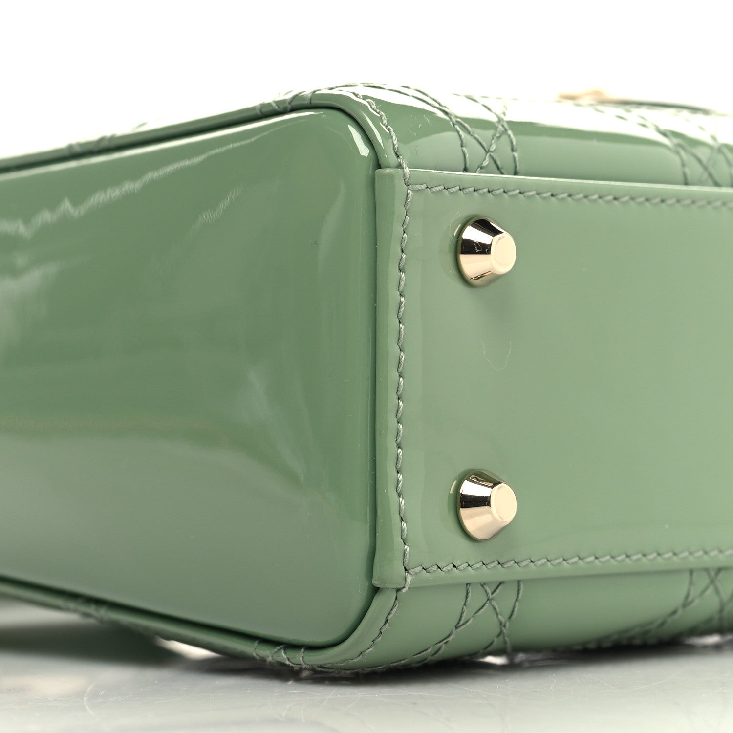 Christian Dior Patent Cannage Mini Lady Dior Mint Green 9 of 10