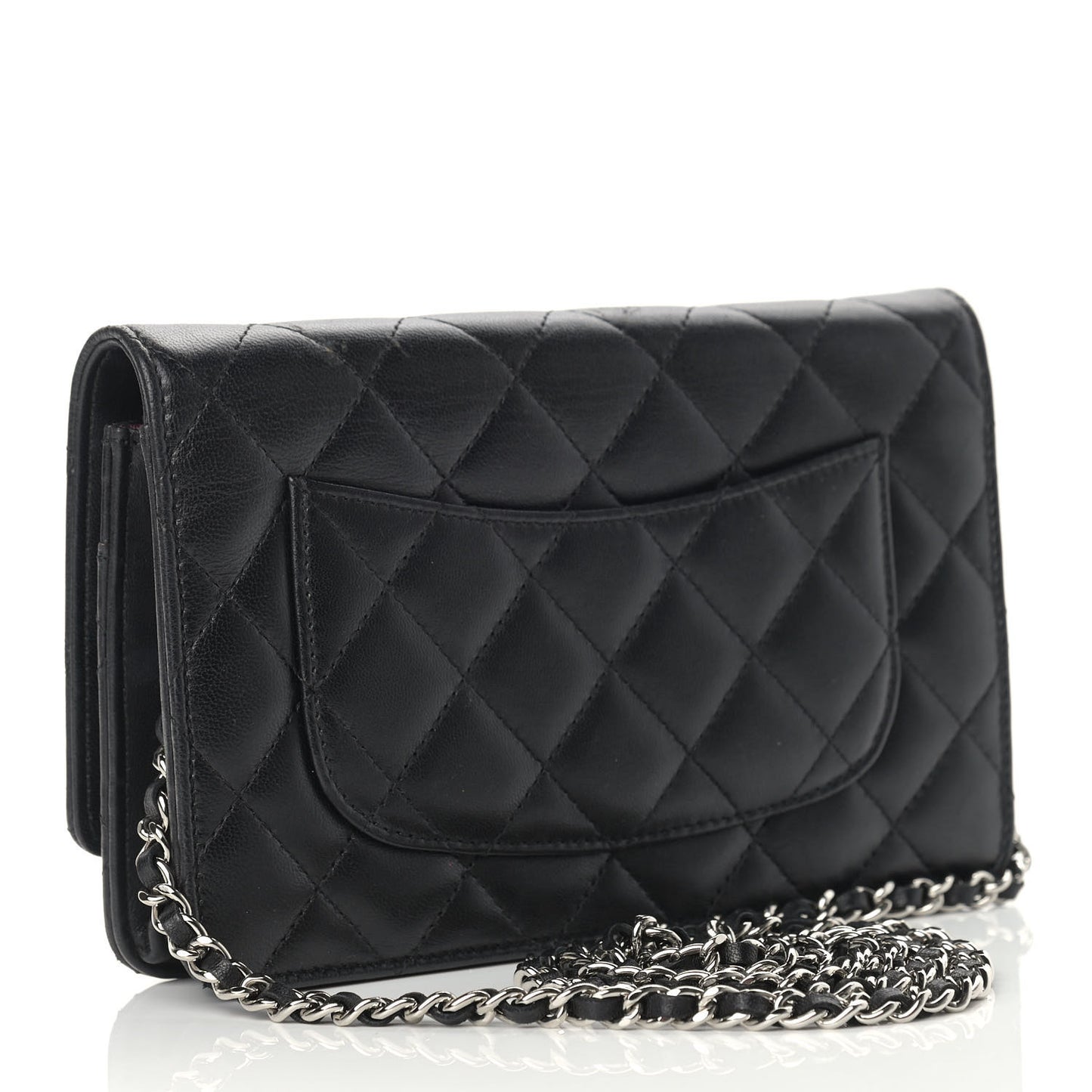 Lambskin Quilted Wallet On Chain WOC Black