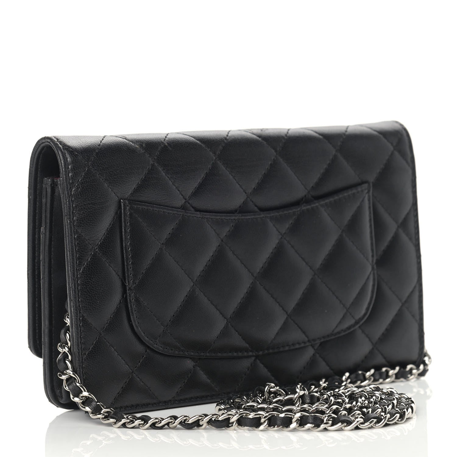Chanel Lambskin Quilted Wallet On Chain WOC Black 3 of 19