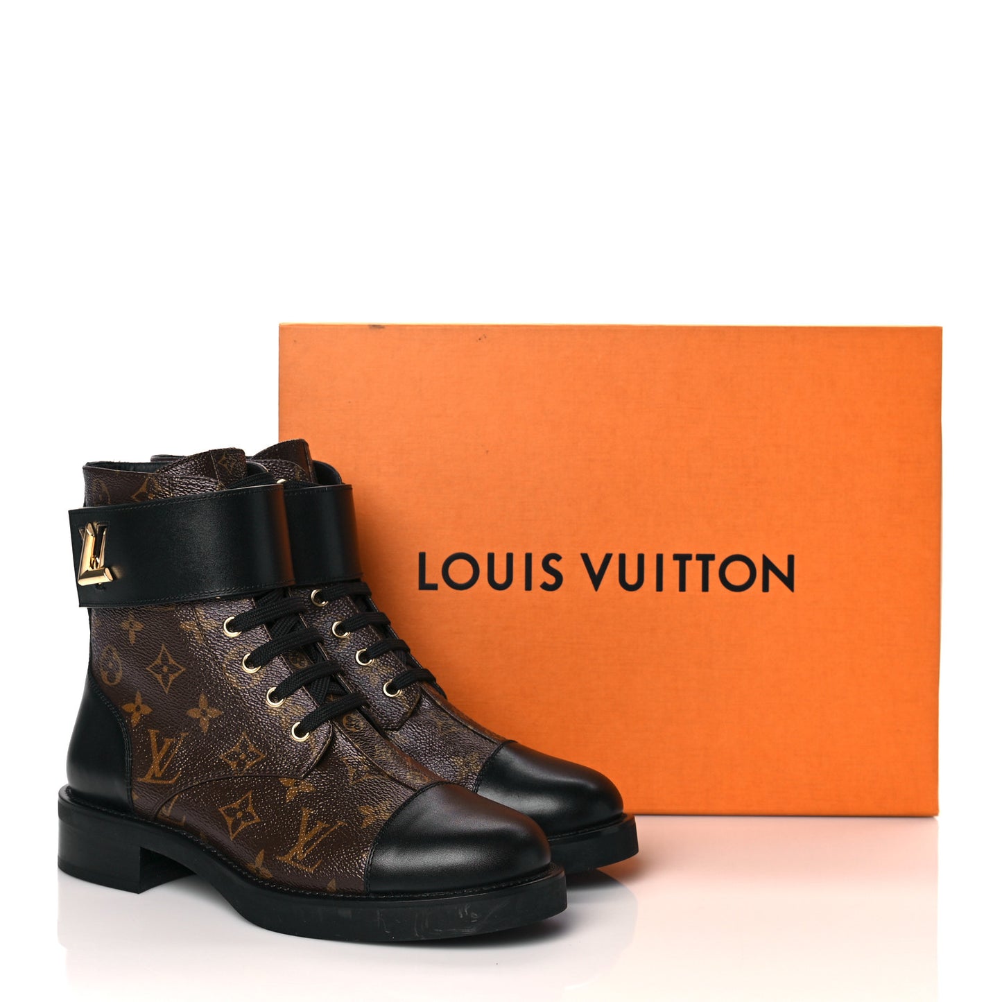 Calfskin Monogram Wonderland Flat Ranger Boots 39 Black