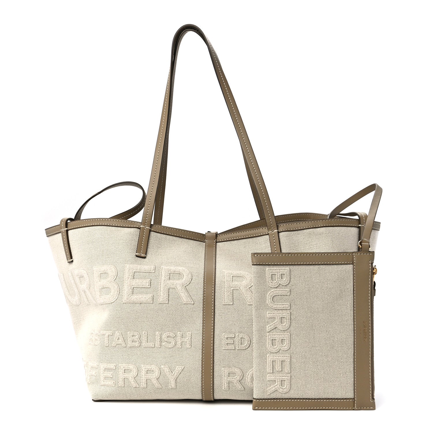 Burberry Cotton Canvas Mini Logo Horseferry Tote Bag Off White 1 of 15